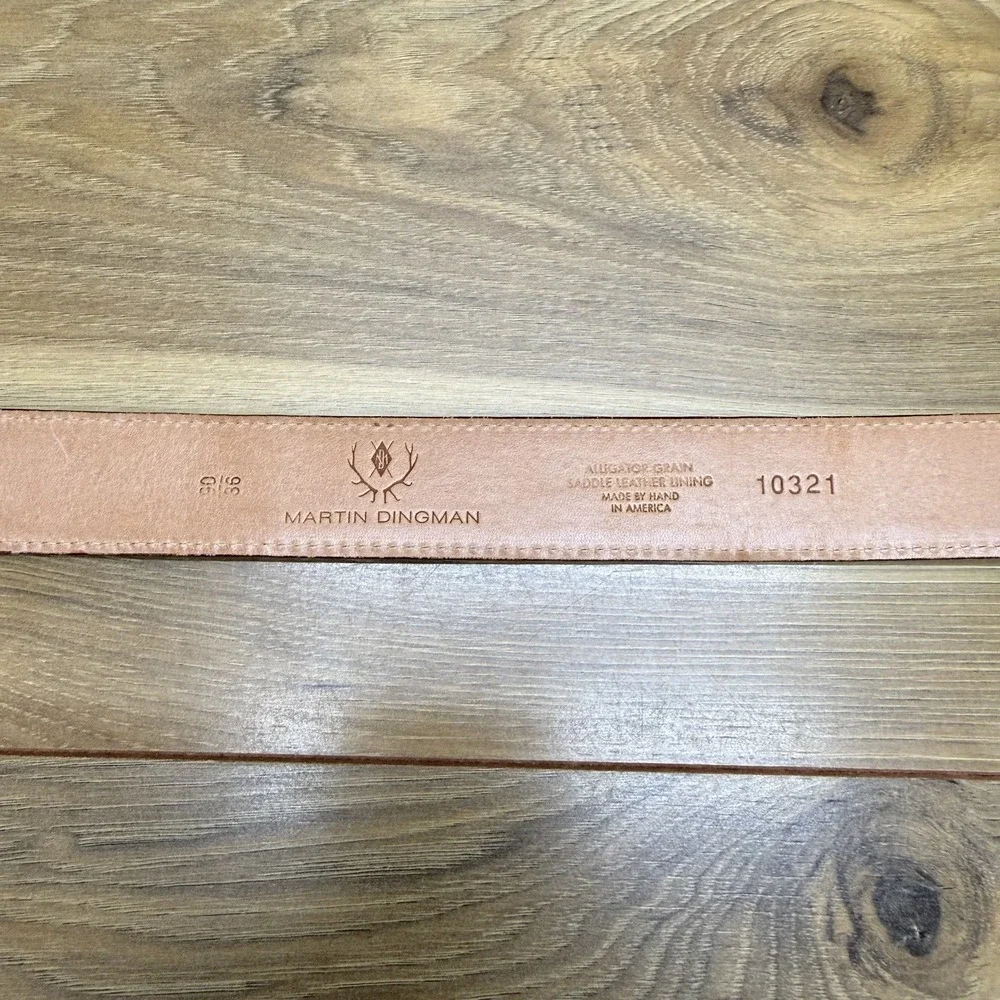 Martin Dingman Alligator Grain Mens Belt 36/90 Brown Hand Made USA Business